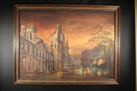 Descriptive title: “New Orleans Street Scene” (Original Title Unknown) by HAROLD “NAPOLEON” KING